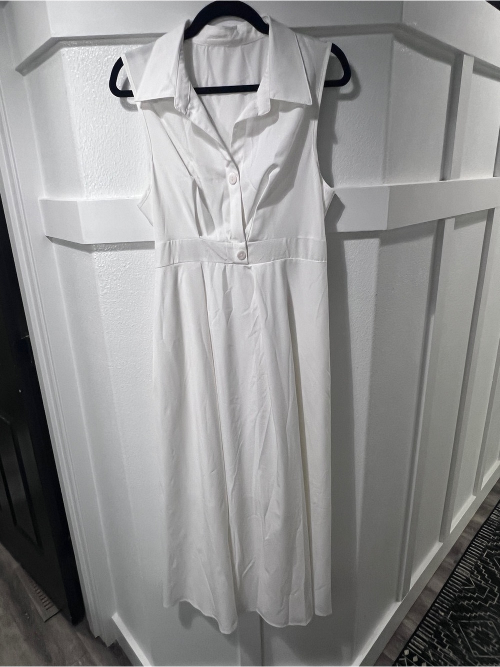 SHEIN White Sleeveless Collared Midi Dress